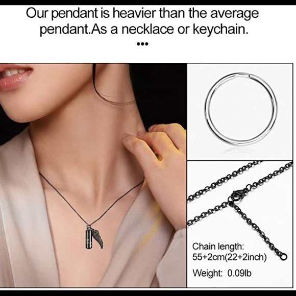 abooxiu Cylinder Cremation Necklace Pet Ashes Urn - Picture 3 of 9